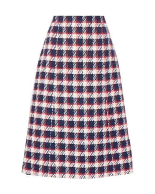 Carolina Herrera Red Tweed Midi Skirt