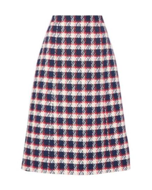 Carolina Herrera Red Tweed Midi Skirt