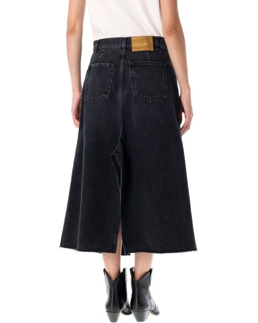 Haikure Black Stacy Slit-Detailed Denim Skirt