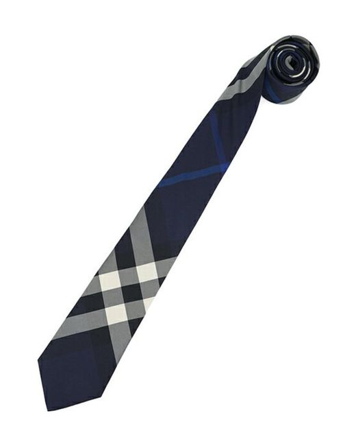 Burberry Blue Checked Pointed-Tip Tie for men