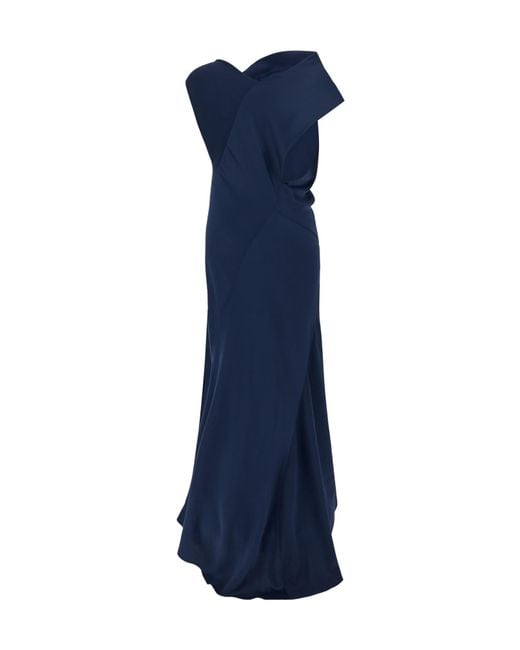 Alberta Ferretti Blue Draped Asymmetrical Dress