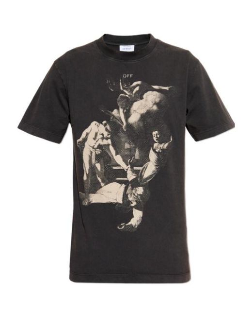 Off-White c/o Virgil Abloh Black Washed T-Shirt With Logo Print for men
