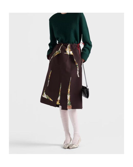 Prada Purple Bonded Gabardine Skirt With Devoré Effect