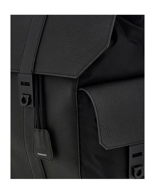 Ferragamo Black Utility Backpack With Hug Buckle for men