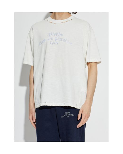 M I S B H V White Text-Print T-Shirt for men