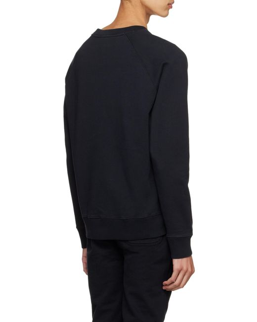 Maison Kitsuné Black Logo-Patch Crew Neck Sweatshirt for men