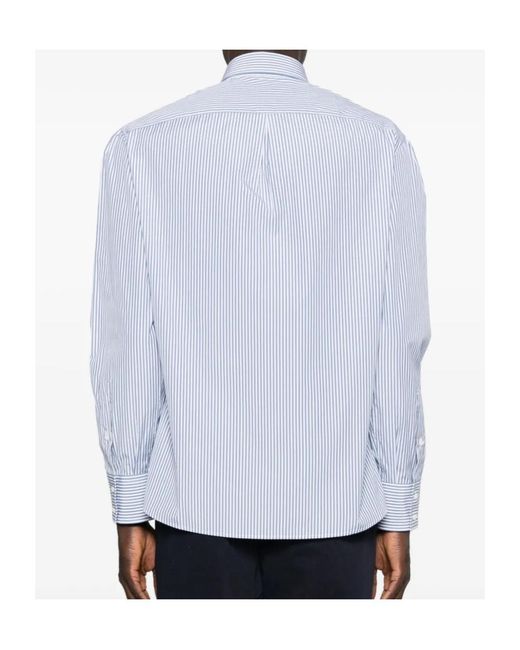 Brunello Cucinelli Blue Striped Shirt for men
