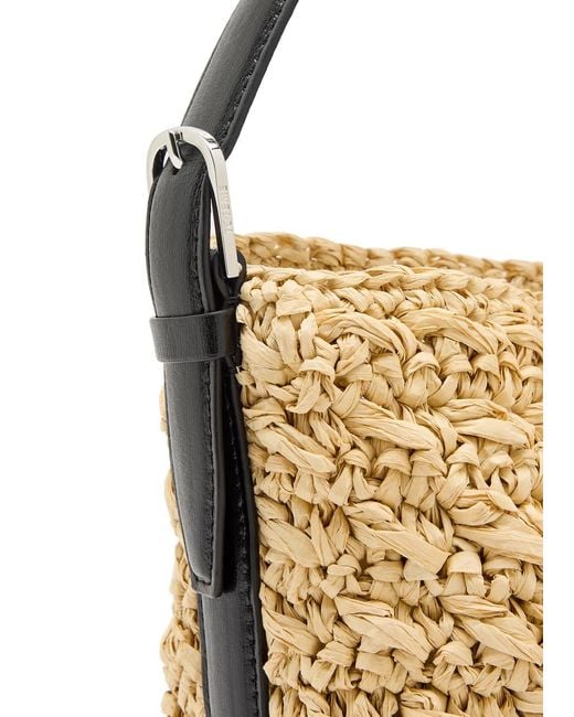 Totême White Belted Small Paper Raffia Tote