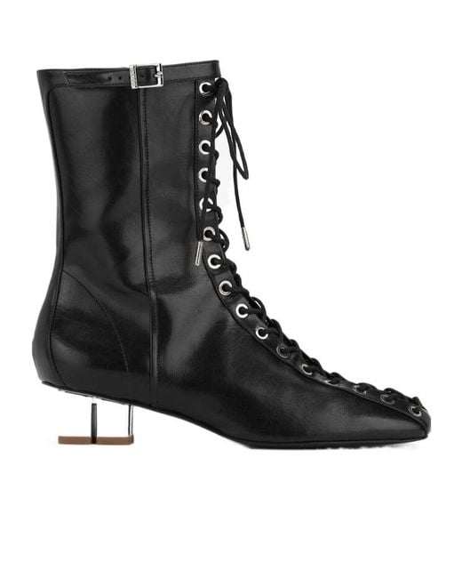 Ganni Black Lace-Up Ankle Boots