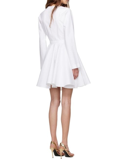 Alaïa White Alaïa Asymmetrical V-Neck Short Dress