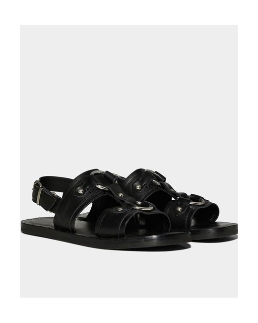 DSquared² Black Stud-Detail Calf-Leather Sandals for men