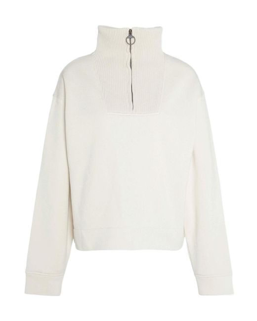 Barbour White Fleur Half-Zip Sweatshirt