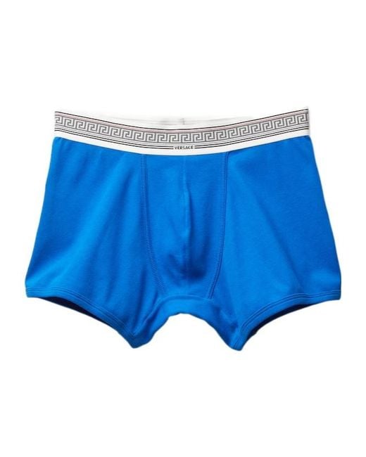 Versace Blue Ribbed Jersey Trunks for men