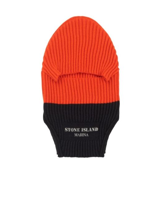 Stone Island Orange Two-Toned Knitted Balaclava for men