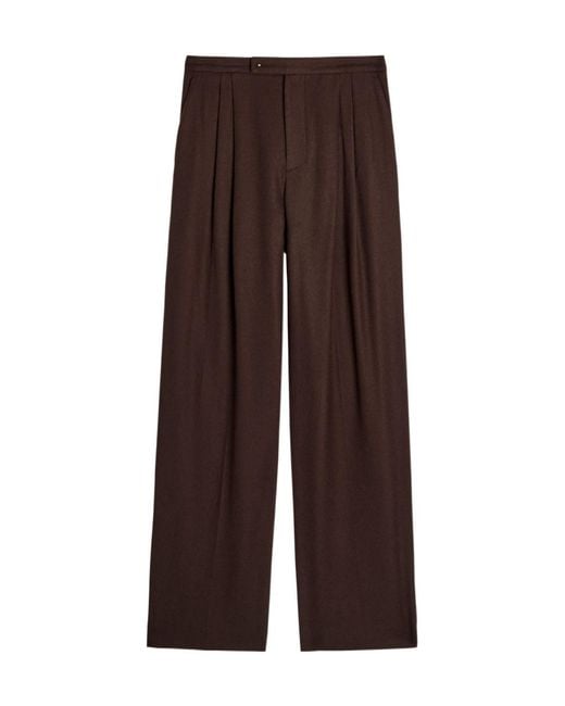 Vince Brown Pleated Wide-Leg Woven Trousers