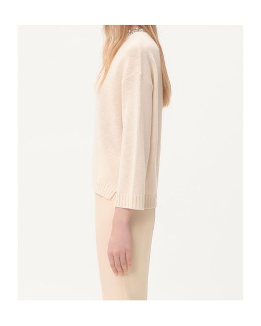 Valentino Natural Embellished Long-Sleeved Jumper