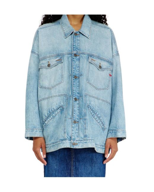 DIESEL Blue De-Lin Bartack-Stitch Denim Jacket