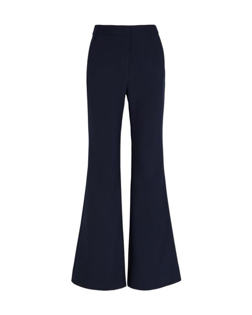 Veronica Beard Blue Flared-Leg Jersey Trousers