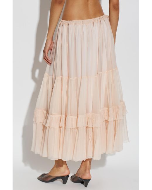 Chloé Natural Chloé Tiered Midi Skirt