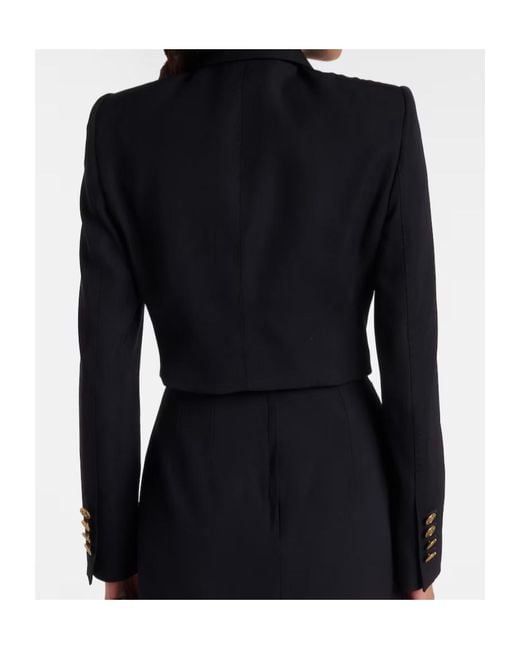 Dolce & Gabbana Black Cropped Wool And Silk-Blend Jacket