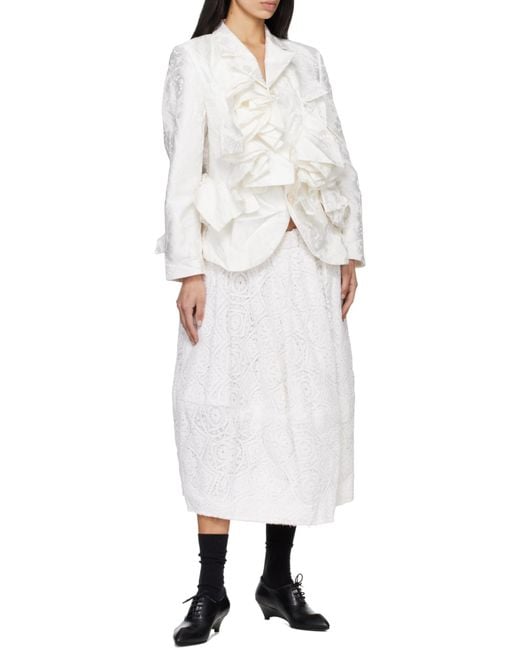 Comme des Garçons White Lace Midi Skirt