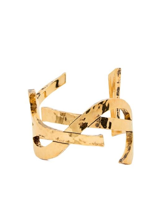 Saint Laurent Metallic Cassandre Logo Cuff