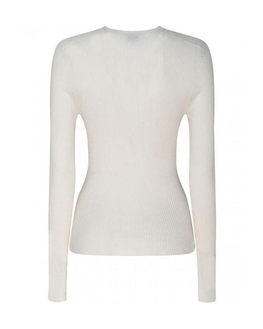 Lanvin White Ribbed Crewneck Jumper