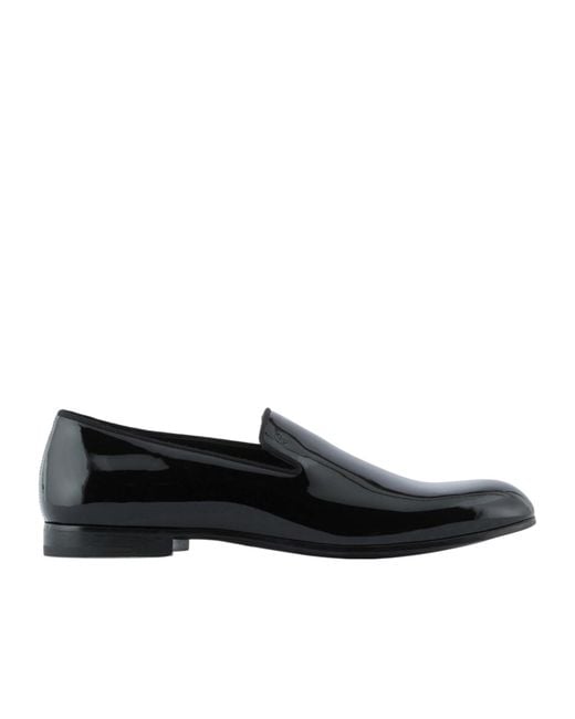 Giorgio Armani Black Logo Debossed Slip-On Loafers for men