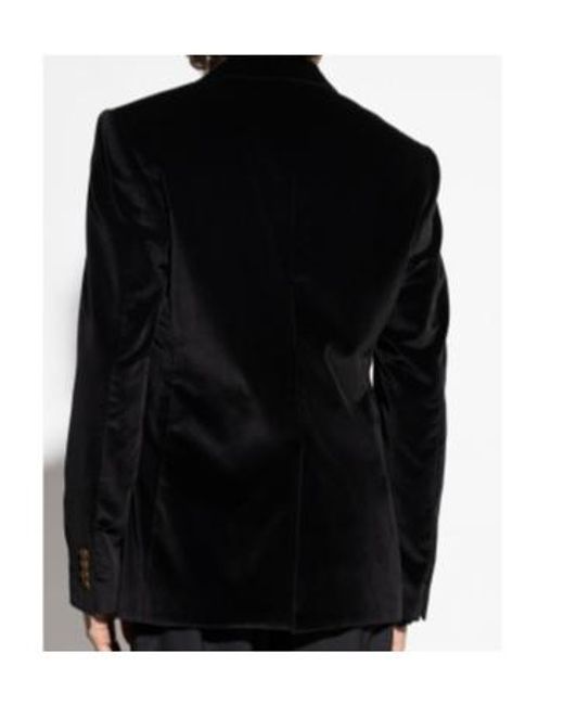 Dolce & Gabbana Black Velvet Notched-Lapel Blazer for men
