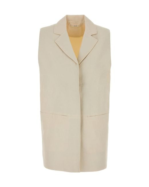 Co. White Drop Armhole Long Gilet Jacket