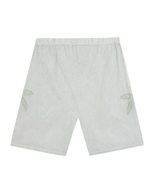 Maison Labiche White Palm-Patch Pinstriped Shorts