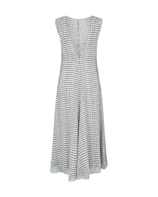 Fendi Gray Silk Sleeveless Midi Dress