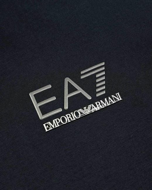 EA7 Blue Logo T-Shirt With Round Neck for men