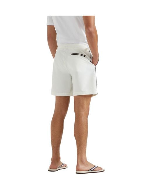 Brunello Cucinelli White Logo Embroidered Buttoned Swim Shorts for men