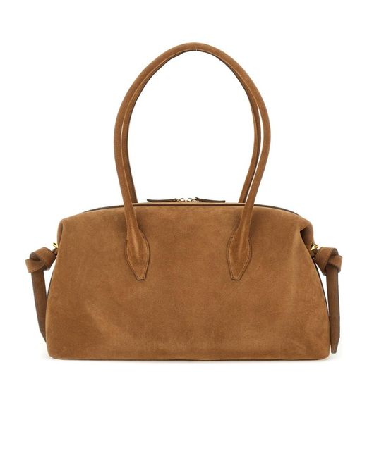 Yuzefi Brown Brioche Duffle Shoulder Bag