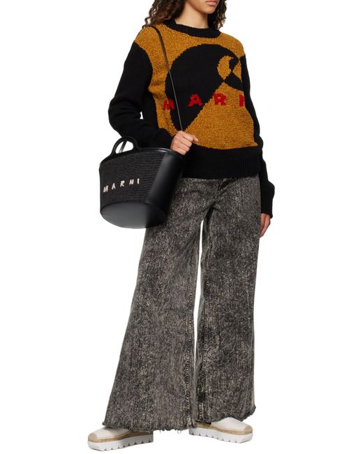 Marni Black Tropicalia Small Tote Bag