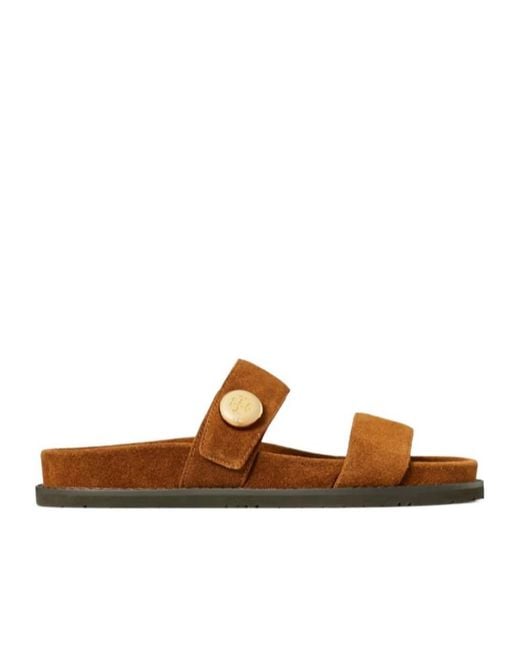 Tory Burch Brown Romy Sport Slides