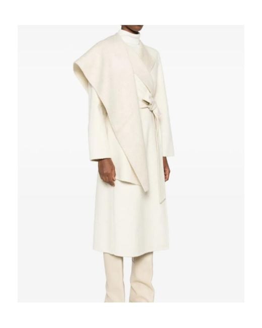 P.A.R.O.S.H. White Scarf Detailed Belted Coat