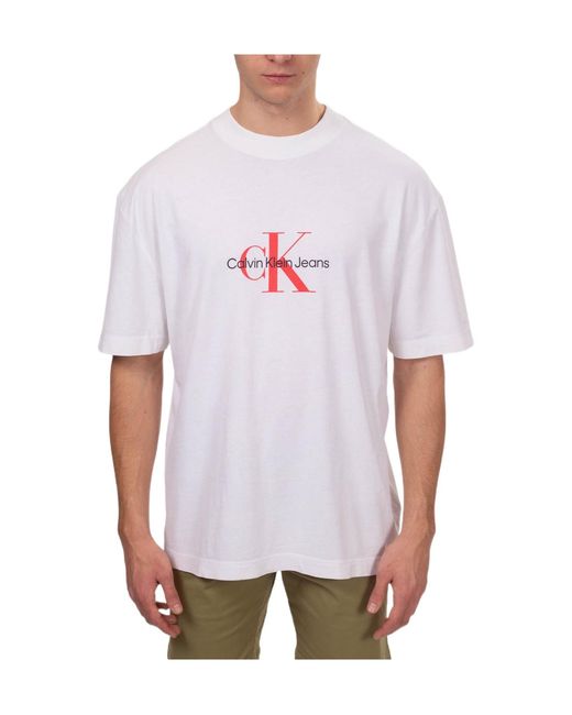 Calvin Klein White Logo-Printed T-Shirt for men