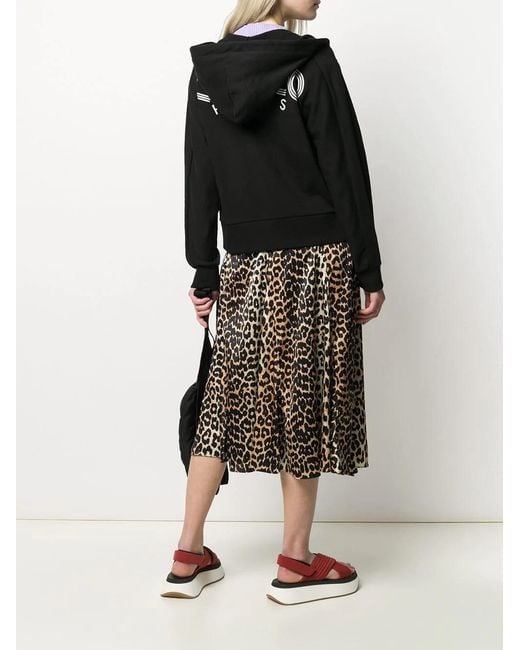 KENZO Black Logo Printed Hooded Coat