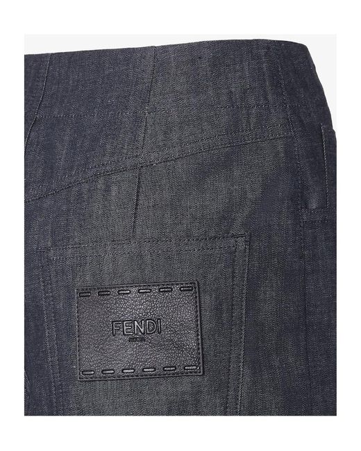Fendi Gray High Waist Wide-Leg Jeans