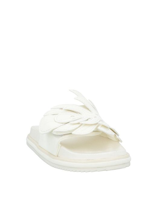 Farm Rio White Solid Color Slide Sandals