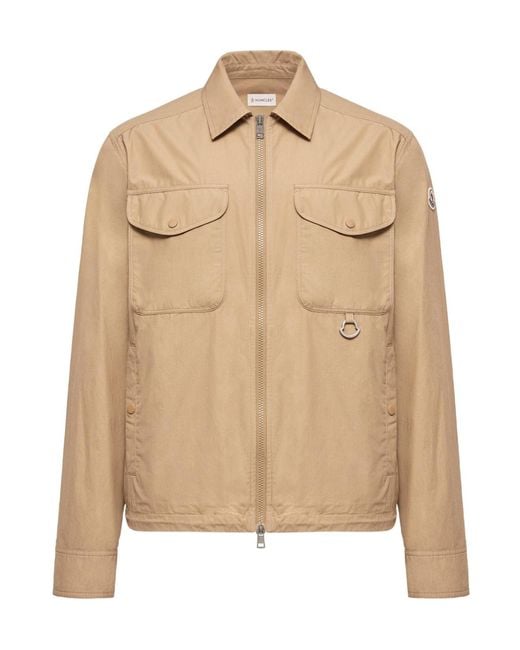 Moncler Natural Logo Patch Zipped Shirt Jacket for men