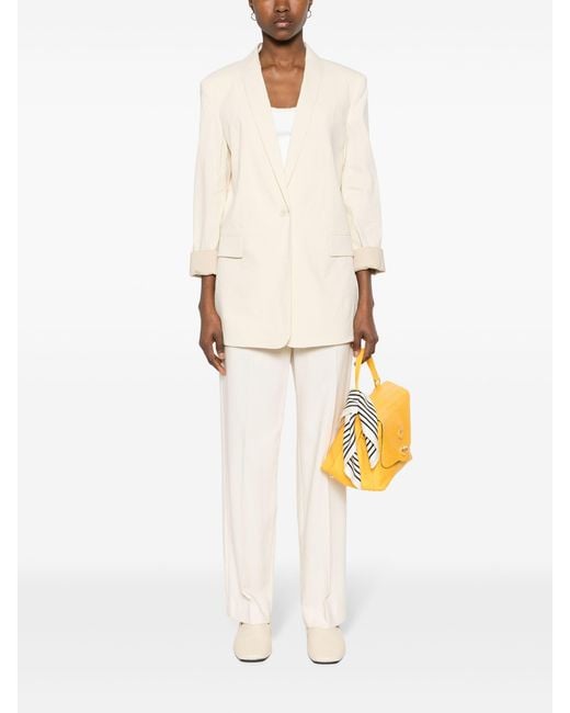 Theory White Shawl-Lapels Single-Breasted Blazer