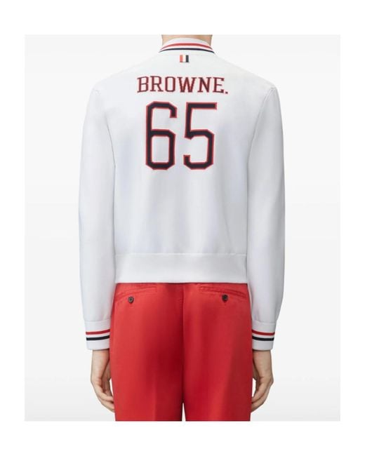 Thom Browne White Browne 65 Intarsia Bomber Jacket for men