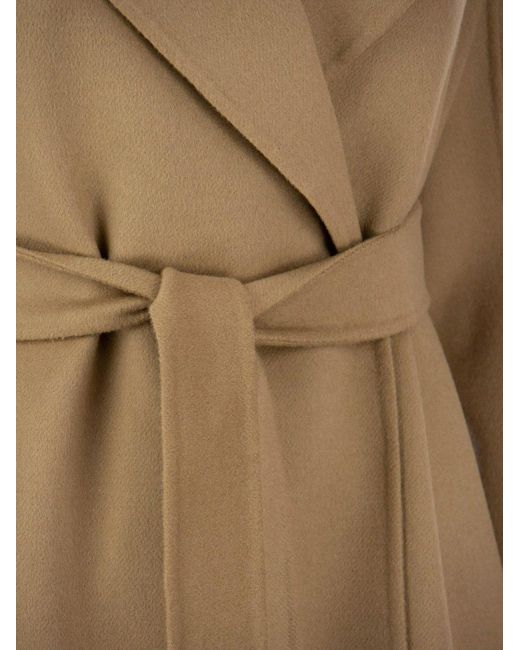 Max Mara Natural Studio Cles Belted Long-Sleeved Coat