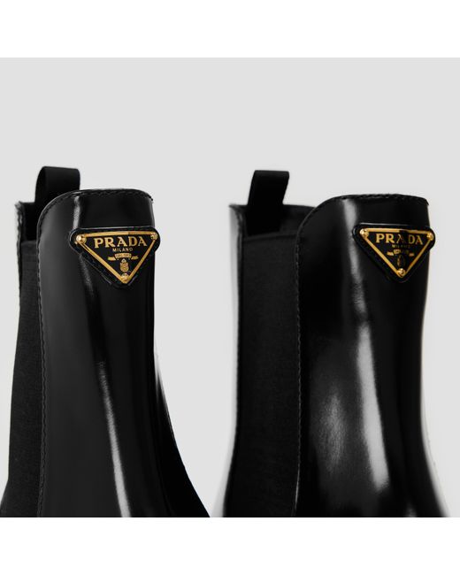 Prada Black Leather Chelsea Boots