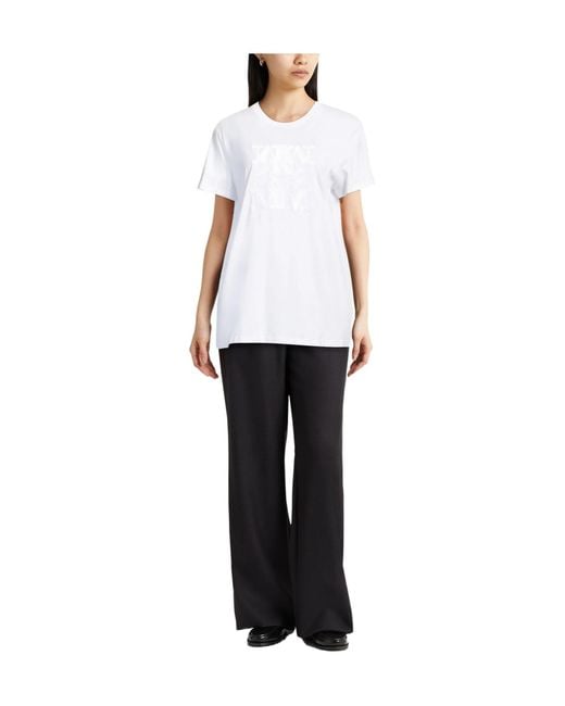 Max Mara White Solid Color T-Shirt