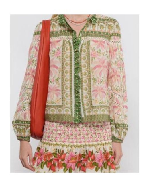 Farm Rio Green Palm Dream Blouse