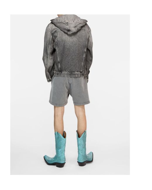 Acne Gray Hooded Denim Jacket for men